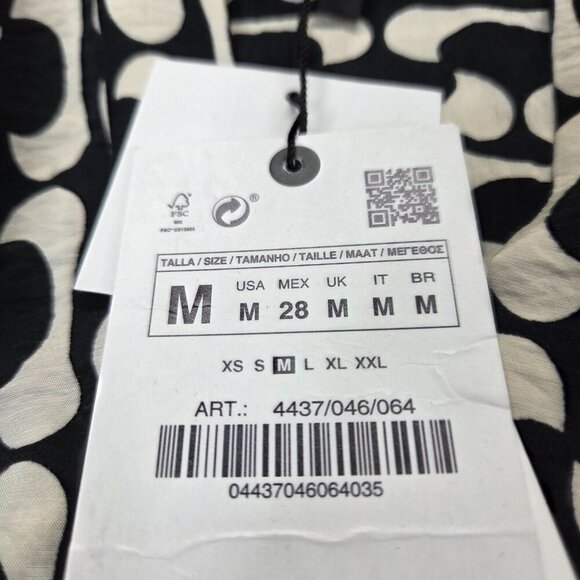 ZARA The Paula Black White Patterned Dress Size Medium NEW New with tags - Picture 8 of 14